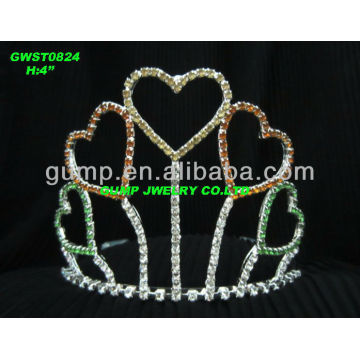 colorful rhinestone heart tiara